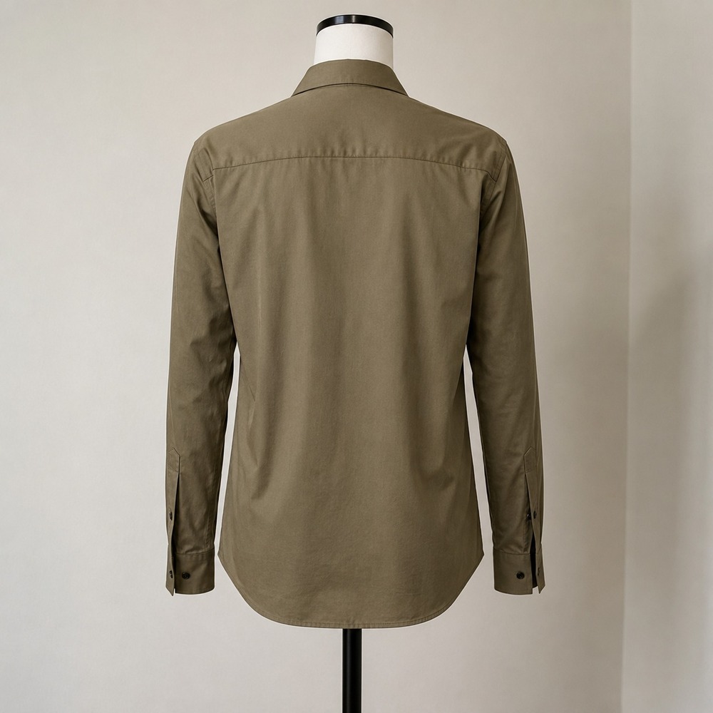 Dark Khaki Mens Button Down Long Sleeve Large Elevated Basics Preppi Office - Picture 3 of 9